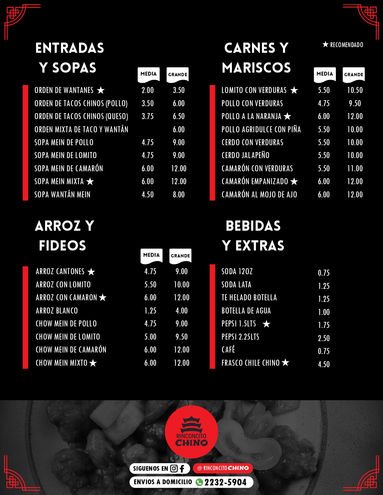 Imágen Menú a la Carta Rinconcito Chino