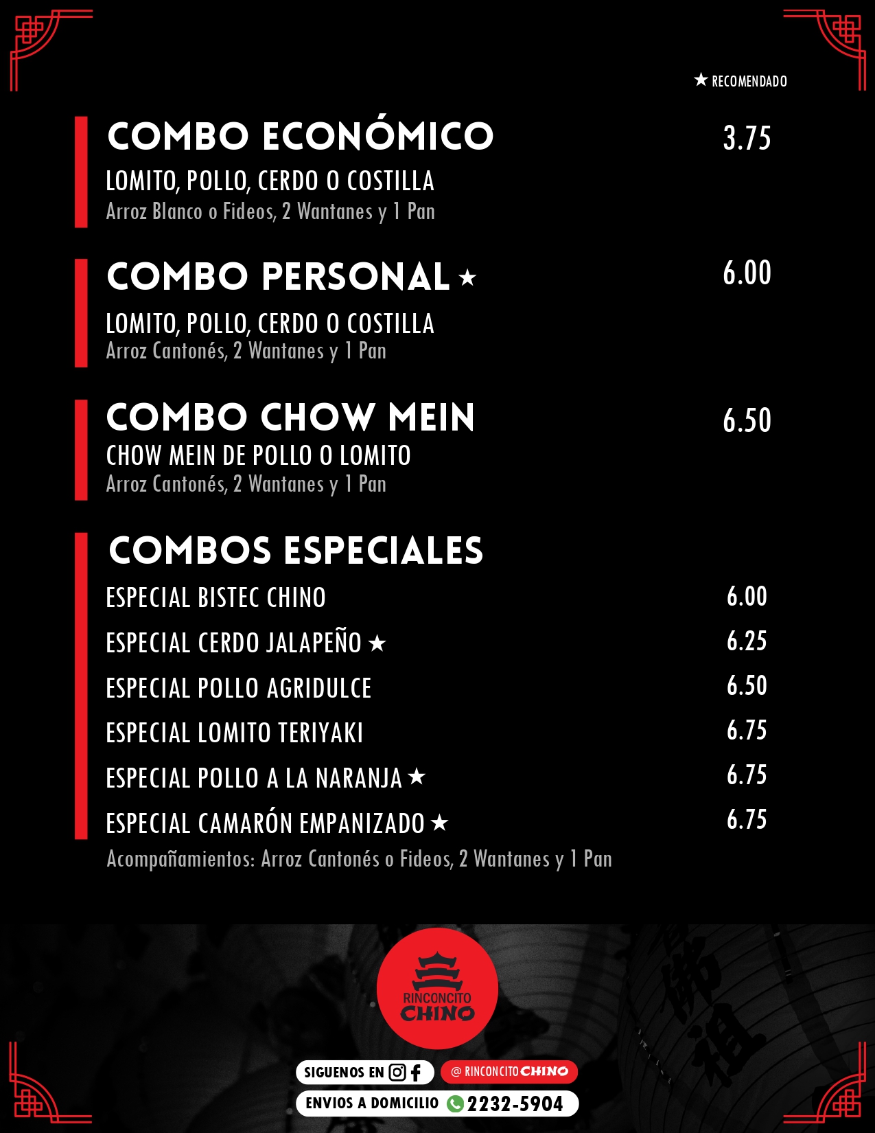 Imágen Menú Combos Personales 2 Rinconcito Chino